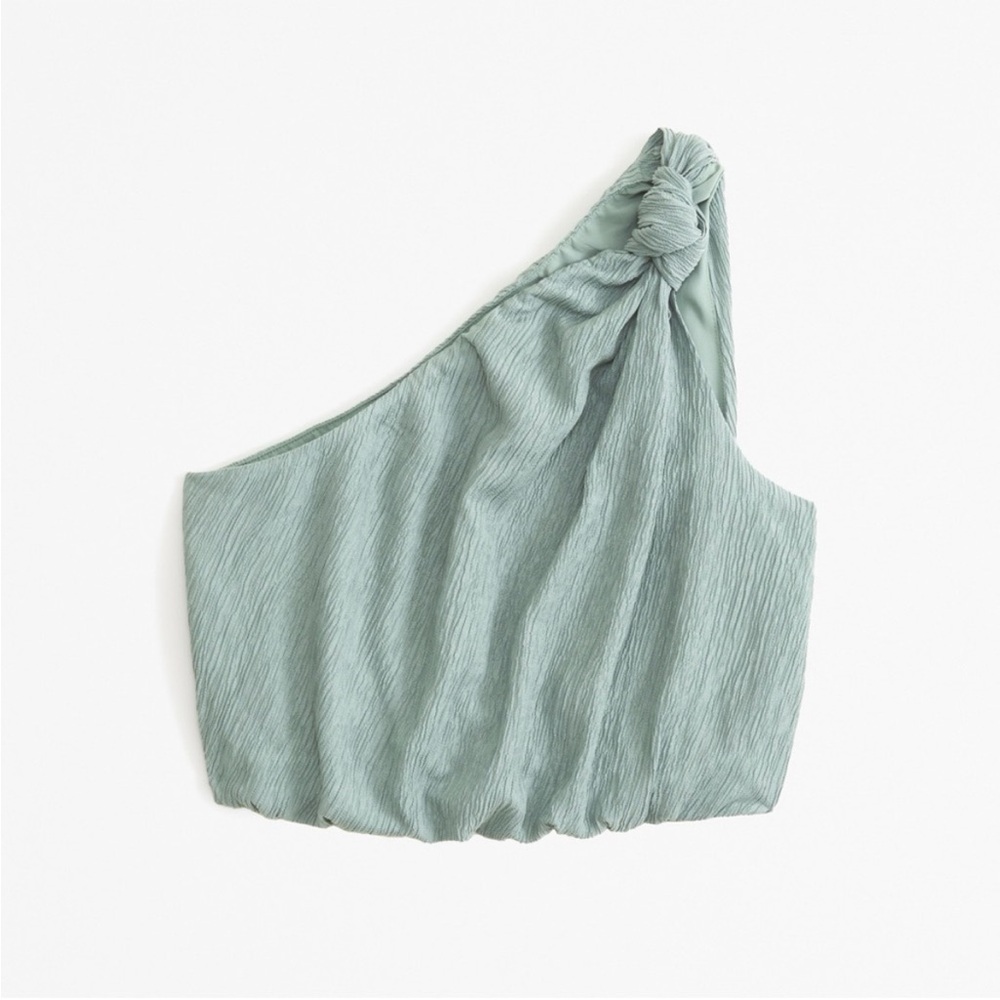 Abercrombie & Fitch Matching Set One-Shoulder Sage Green Crop Top and Skirt